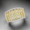 Ladies Natural Yellow & White Diamonds 14Kt white gold wedding ring 1.75 cts total weight