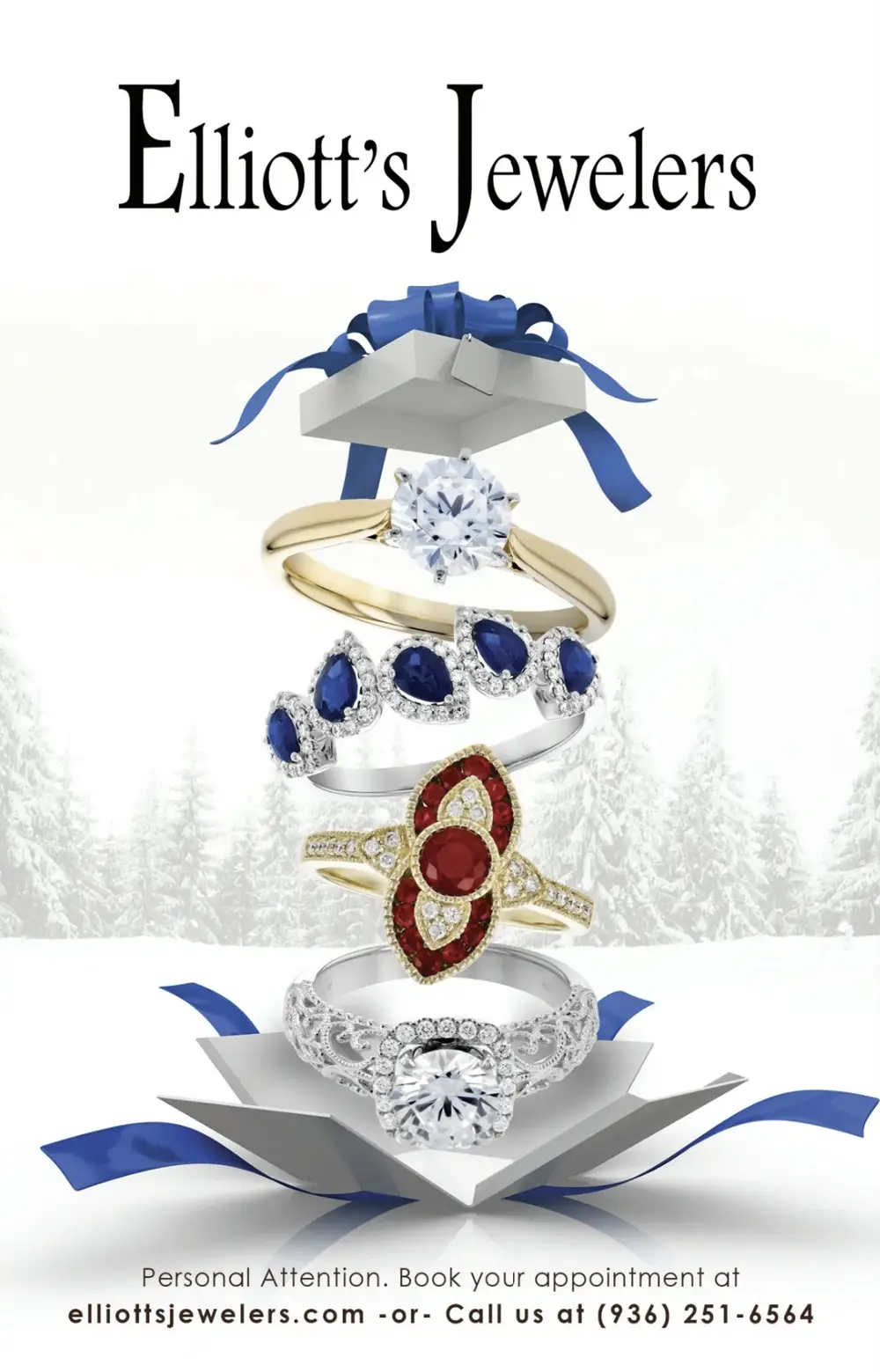 Elliott's Jewelers Flipbook image with stack of rings