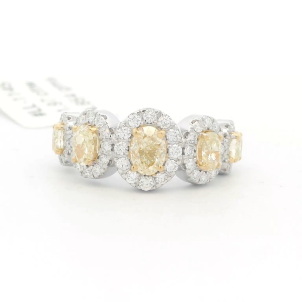 14Kt WG Oval Ring with 1.97 Natural Yellow & White Diamonds