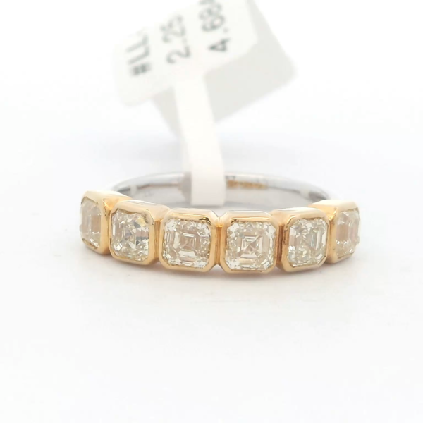 14Kt WG/YG Natural Yellow Diamonds Band with 2.25 cttw Asscher Diamonds